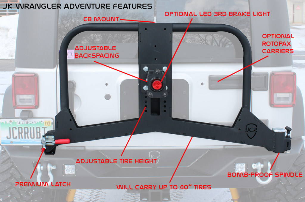 JcrOffroad JK Adventure Tire Carrier