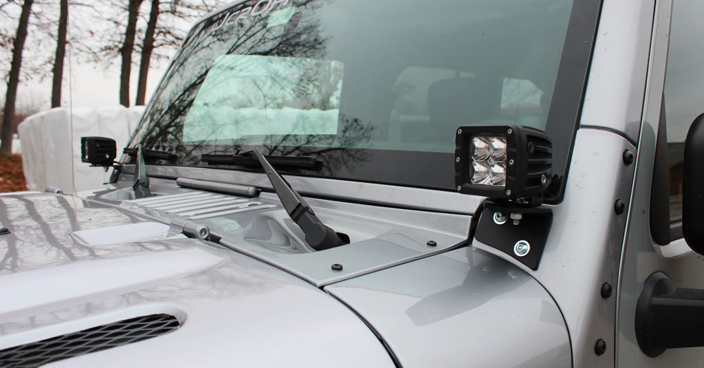 Windshield Hinge Light Mounts Jeep Wrangler JK (0718) JcrOffroad